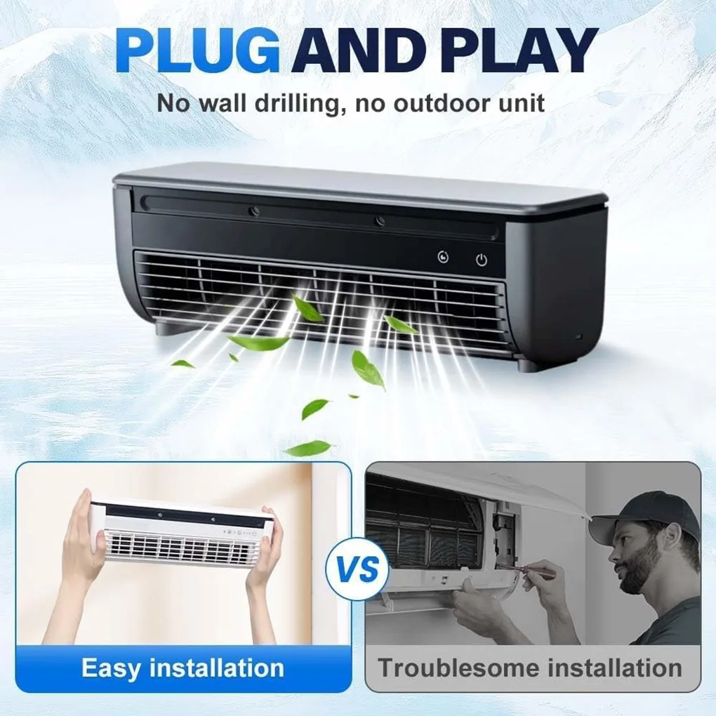 Desktop Fan Wall Mounted Air Conditioning Fan Rechargeable Portable Intelligent Temperature Control Cooling Home Office Kitchen
