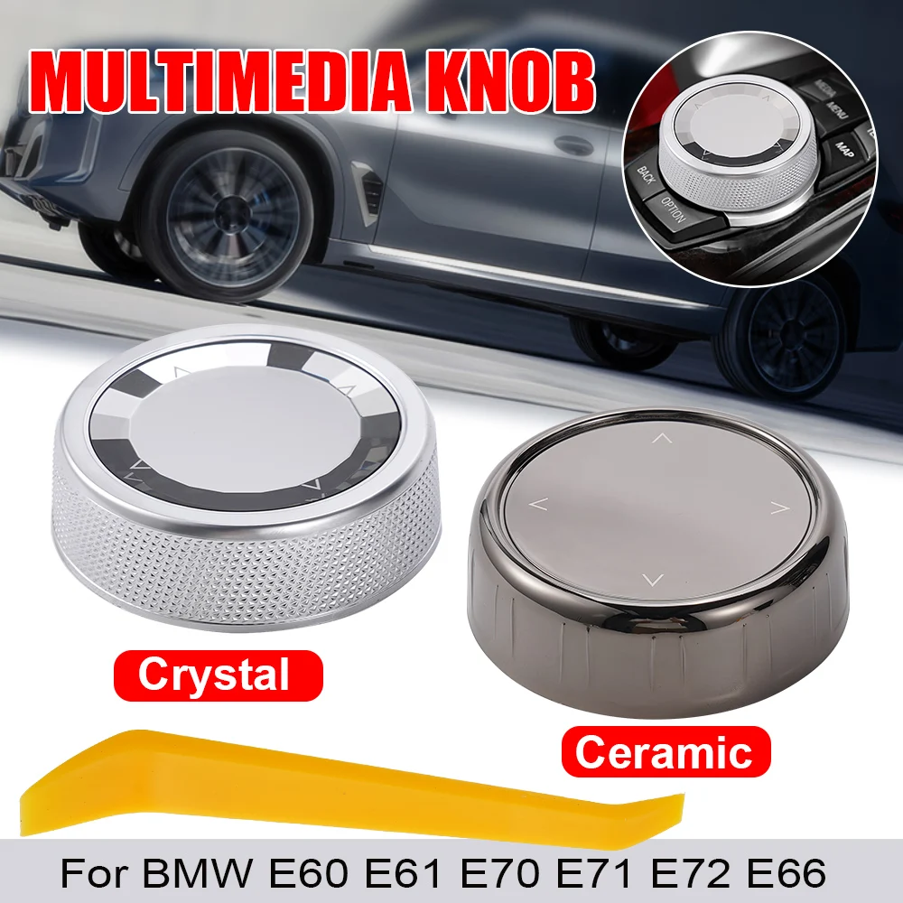 

Crystal/Ceramic Multimedia Button Knob Cover For BMW E60 E61 E70 E71 E72 E66 5 Series X5 X6 Center Control Buttons Switch Knob