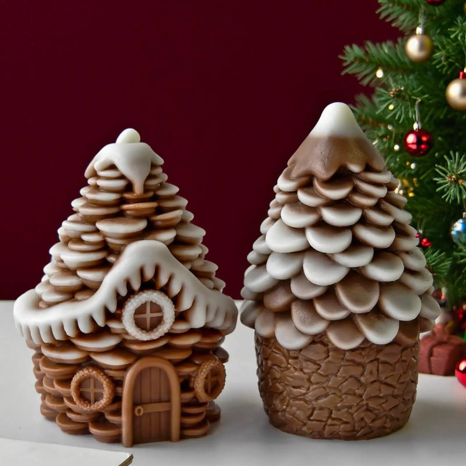 قالب شمع عيد الميلاد الصنوبر المخروط منزل سيليكون قالب الجص قالب الصابون اليدوية لراتنجات الايبوكسي الجص الصابون مخطط الحفلات الفن