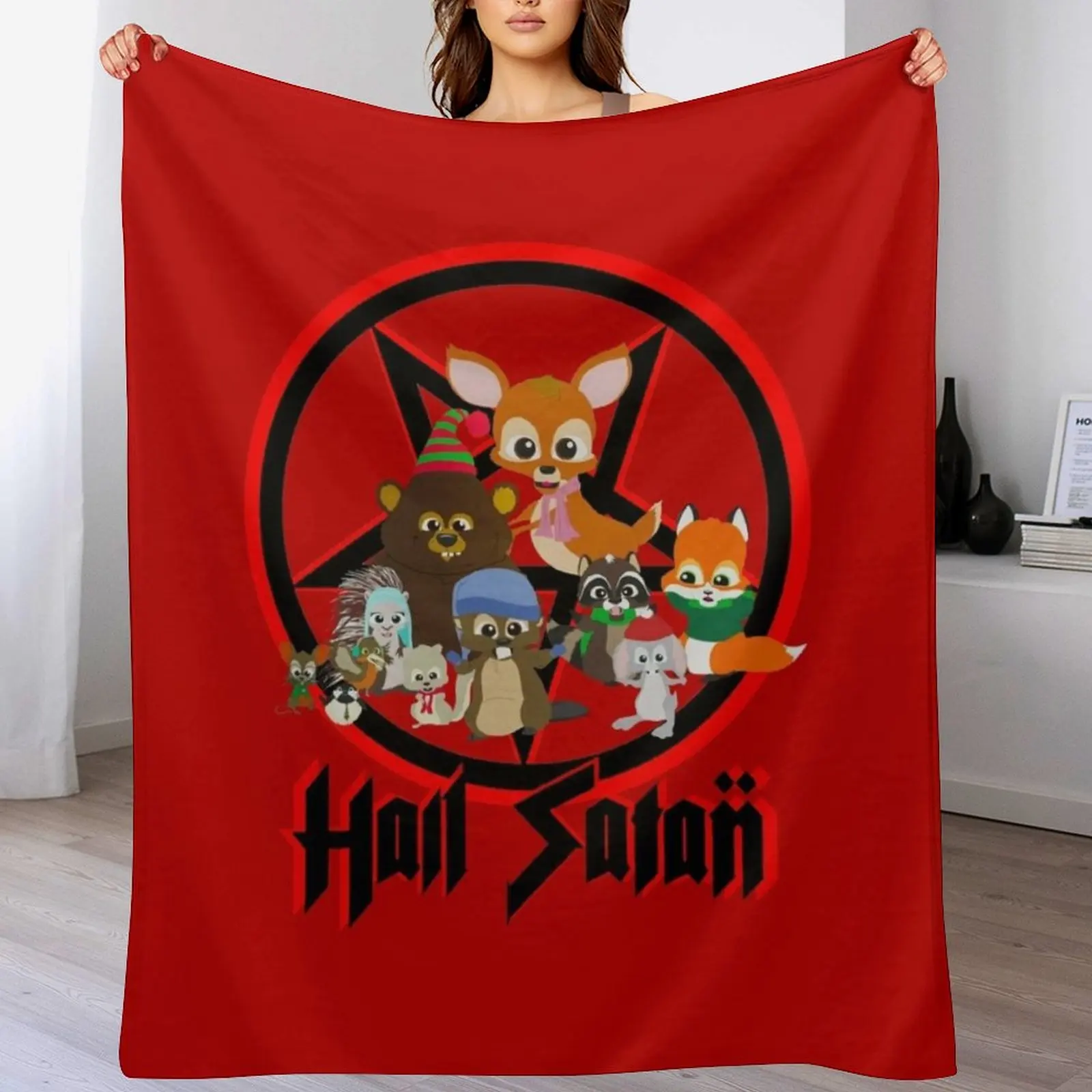 South Park - Woodland Critter Christmas - Hail Satan Throw Blanket Stain Resistant Cozy Warm Blanket
