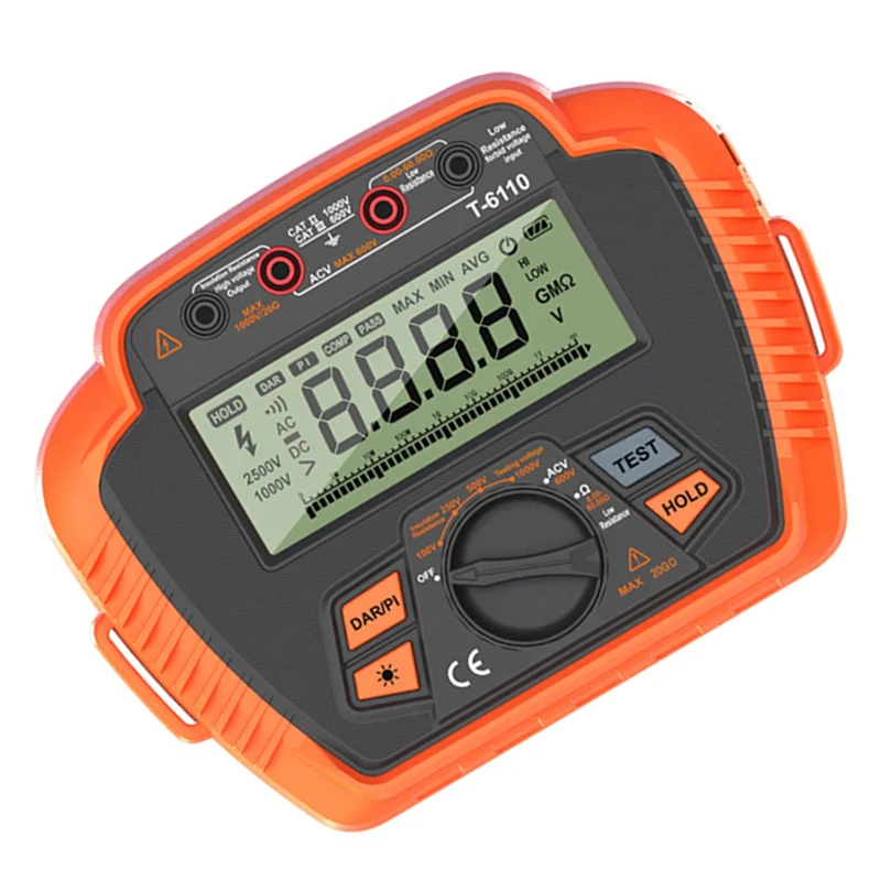 Penguji Resistansi Isolasi LICE Digital 1000V Megohmmeter, Maks 20GΩ, Mengukur Rasio Penyerapan Resistansi Rendah