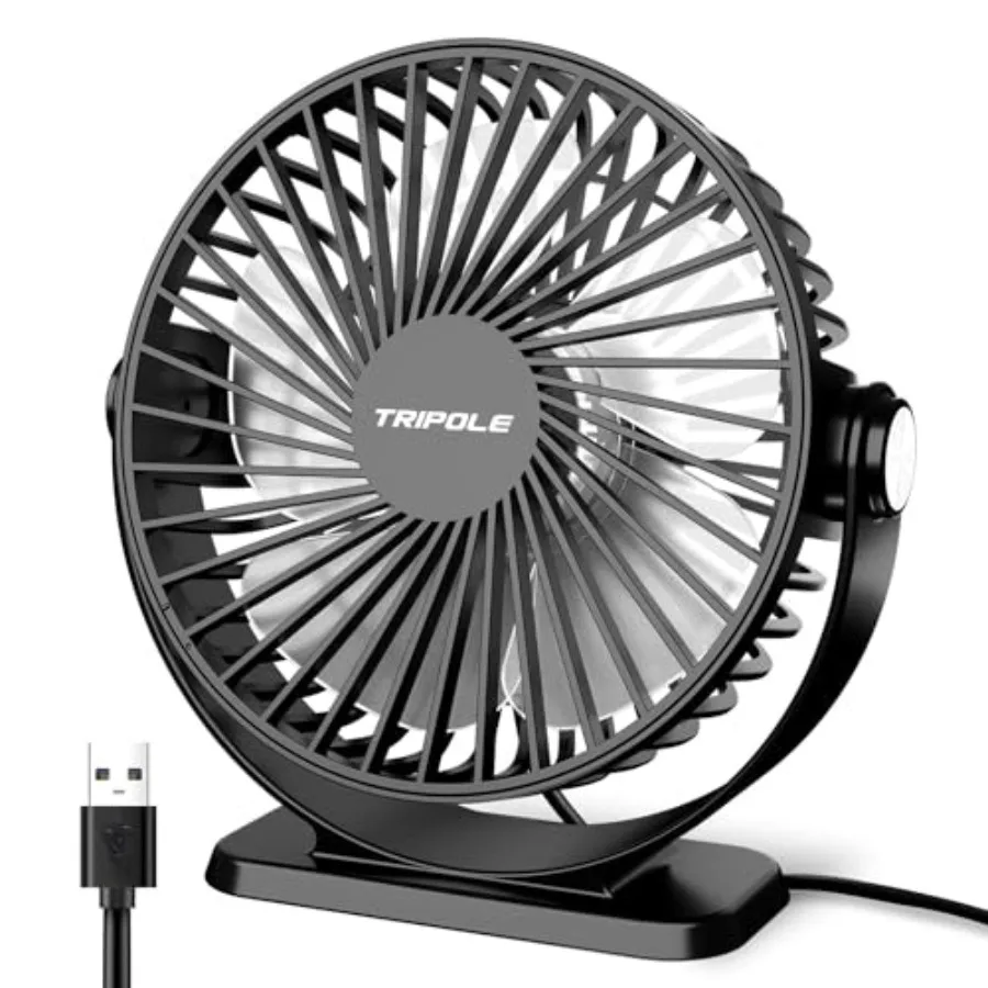 

Small Desk Fan USB Powered Portable Fan 3 Speeds Strong Airflow Mini Fan 360°Rotation Personal Table Fans for Home Office Bedro