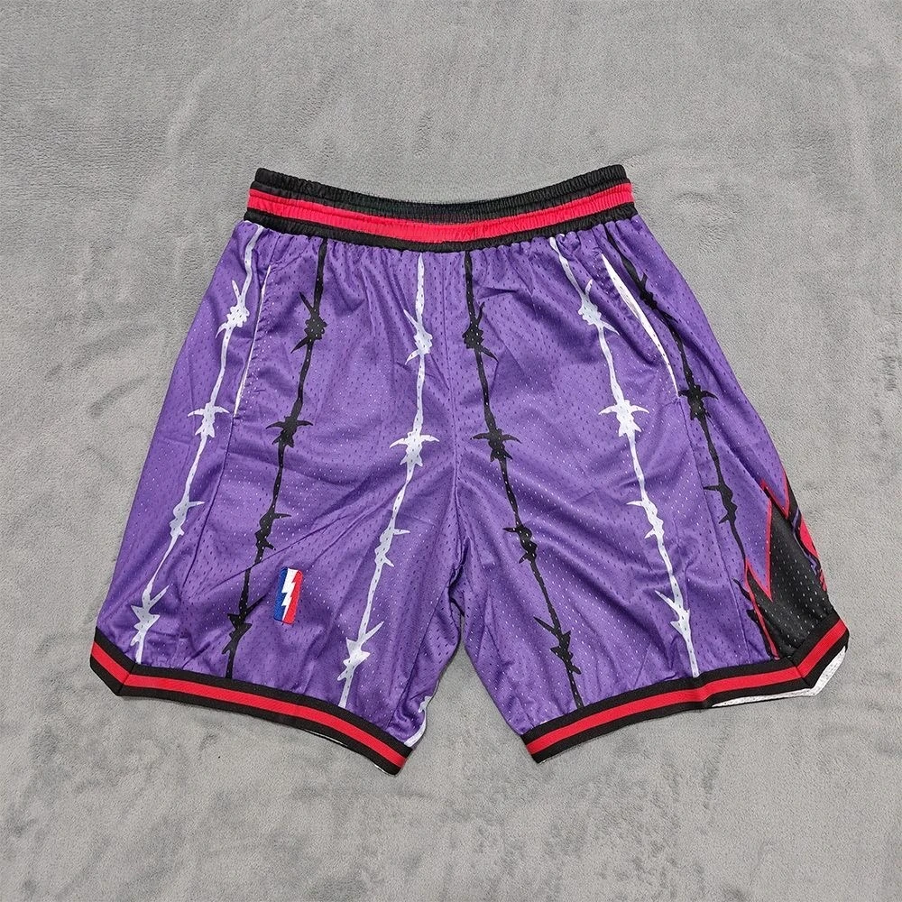 American Basketball Shorts Men\'s Sport Retro Cotton Personality Lightning Quarter Quarter Pants Lakers Warriors Ball Pants