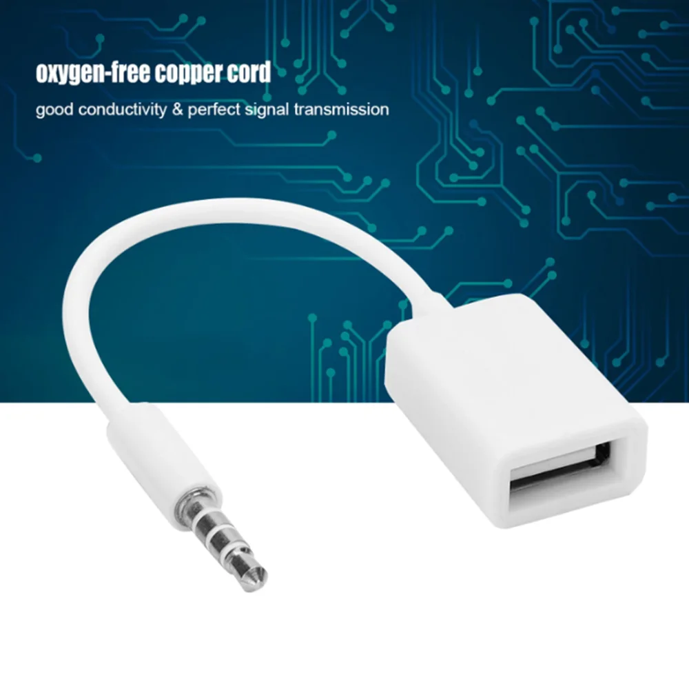 Audio Connection USB Disk 3.5 Audio Cable Music Data Converter Round Head Car AUX to USB Cable New Car