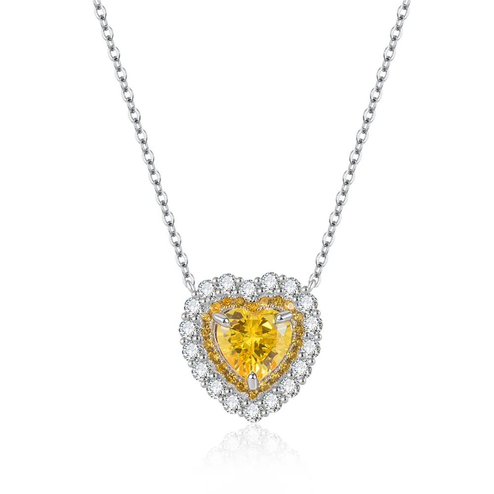 

Korean Octagram Beating Heart Necklace, S925 Silver, Light Luxury Women's Collarbone Chain