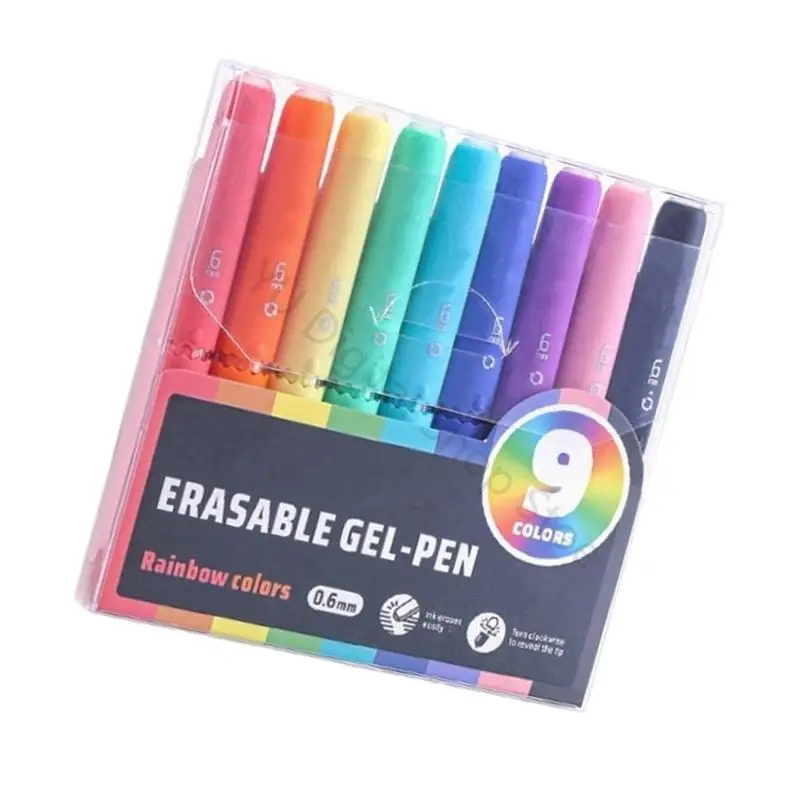 96BA 9-farbiges radierbares Gelstift-Set, 0,6 mm Gelstift für Planer-Tagebuch-Skizzen – Detail 9