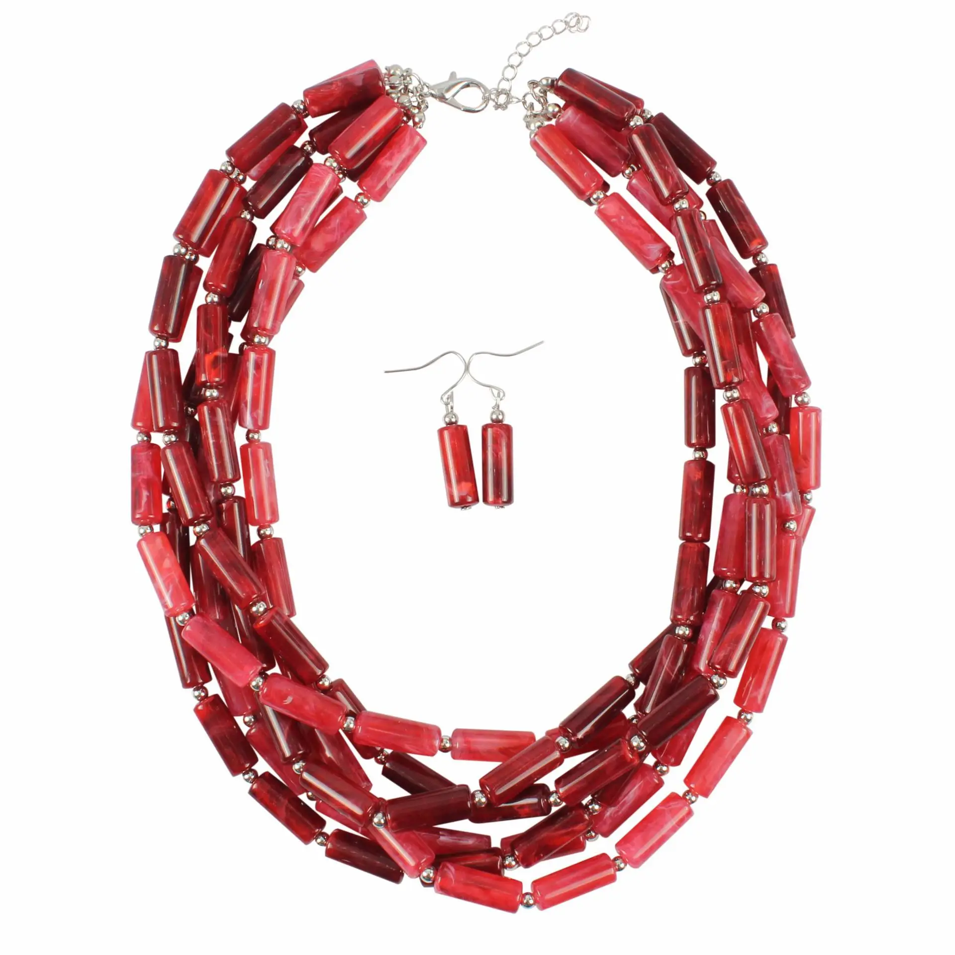 Exaggerated rican Sle Dual Color Cylindrical Nelace Cross-Border Faion Jewelry Box Chain Multi-Layer with Pendant