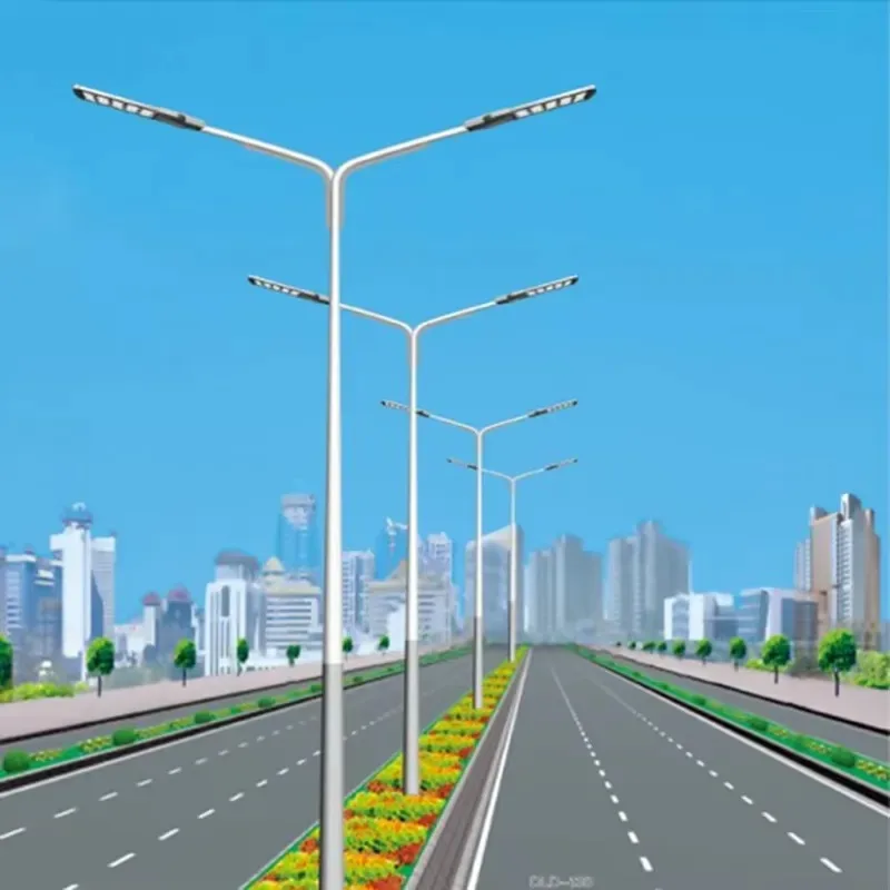 wmwmnu for Bis 120W Solar Street Light with Double Arm Street Light Pole Outdoor Waterproof LED Lamp for Road Garden Yard