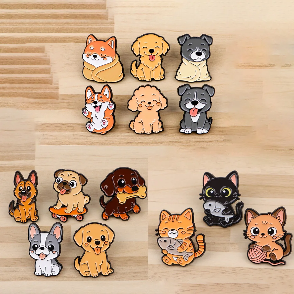 

Булавки с лацканами для рюкзаков с героями мультфильмов, кошек и собак, милые эмалированные булавки для мужчин и женщин, броши, значки, игрушки, ювелирные изделия, булавки, аксессуары