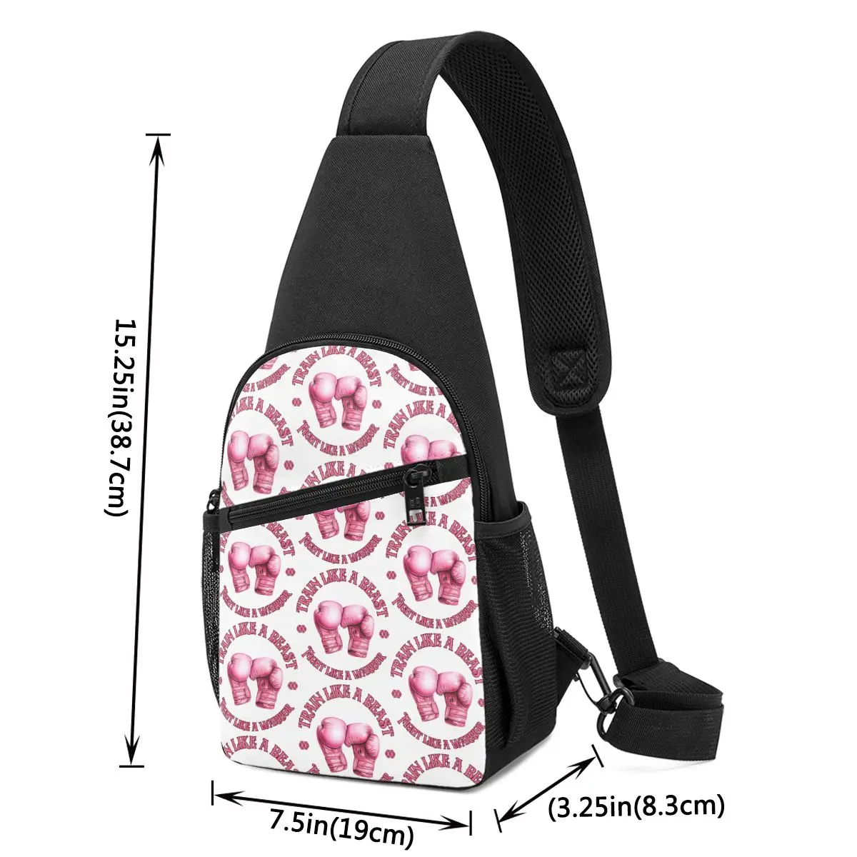 Train Like A Beast Fight Like A Warrior Boxing Gloves Chest Bag Men Sling Crossbody Backpack Chest Bag Daypack Shoulder Bag