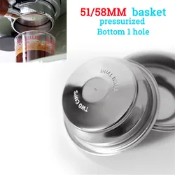 51MM/58MM Pressurized 1 hole Coffee Filter Basket Single/Double Cup Fit For 51mm/58mm Portafilter Espresso Coffee Tool