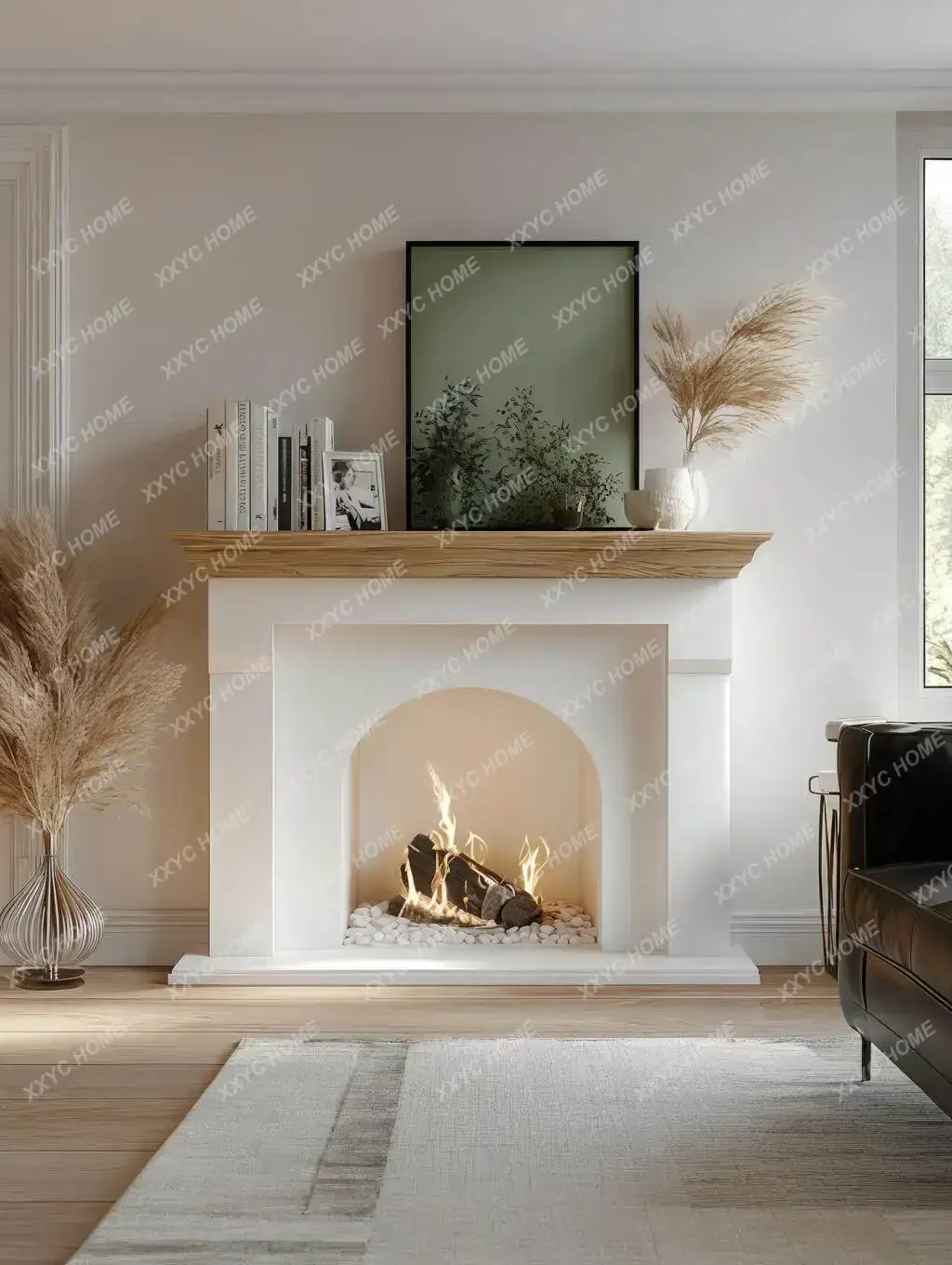 

Fireplace Cabinet Retro Fireplace Art Background Wall Cabinet Living Room Ambient Light Shelf Decorative Cabinet