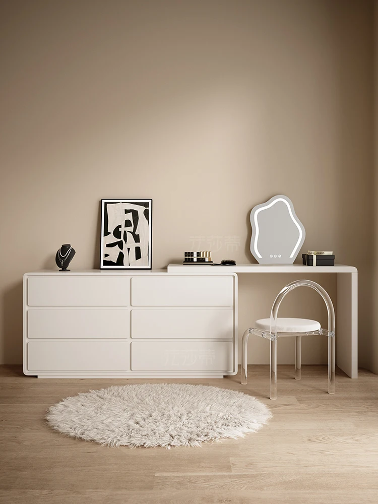 

Cream wind dresser bedroom storage chest integrated simple retractable makeup table ins wind