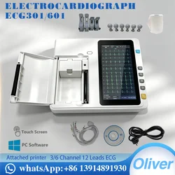 ECG/EKG Machine Electrocardiograph 7 inch touch screen display Digital 3/6 Channel 12 Leads With software ECG300/600