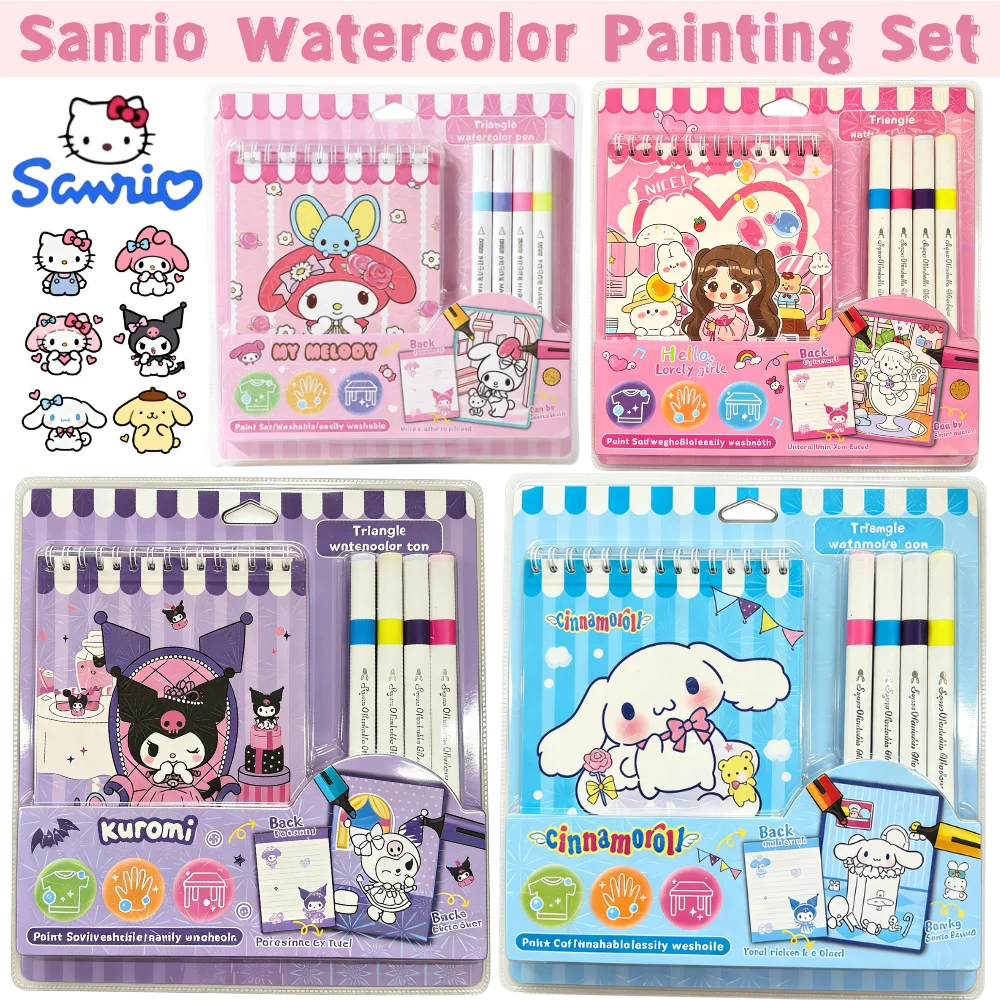 

Горячая новинка: Набор для раскрашивания и творчества Sanrio 2026 с героями мультфильмов, милый набор для рисования Hello Kitty, книга для раскрашивания, подарок к школе, товары для рисования