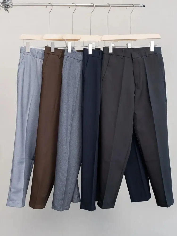 

Умные женские брюки-костюм из эластичной ткани, 9 предметов, для офиса, осенняя новинка 2025 года, приталенные, прямые штанины