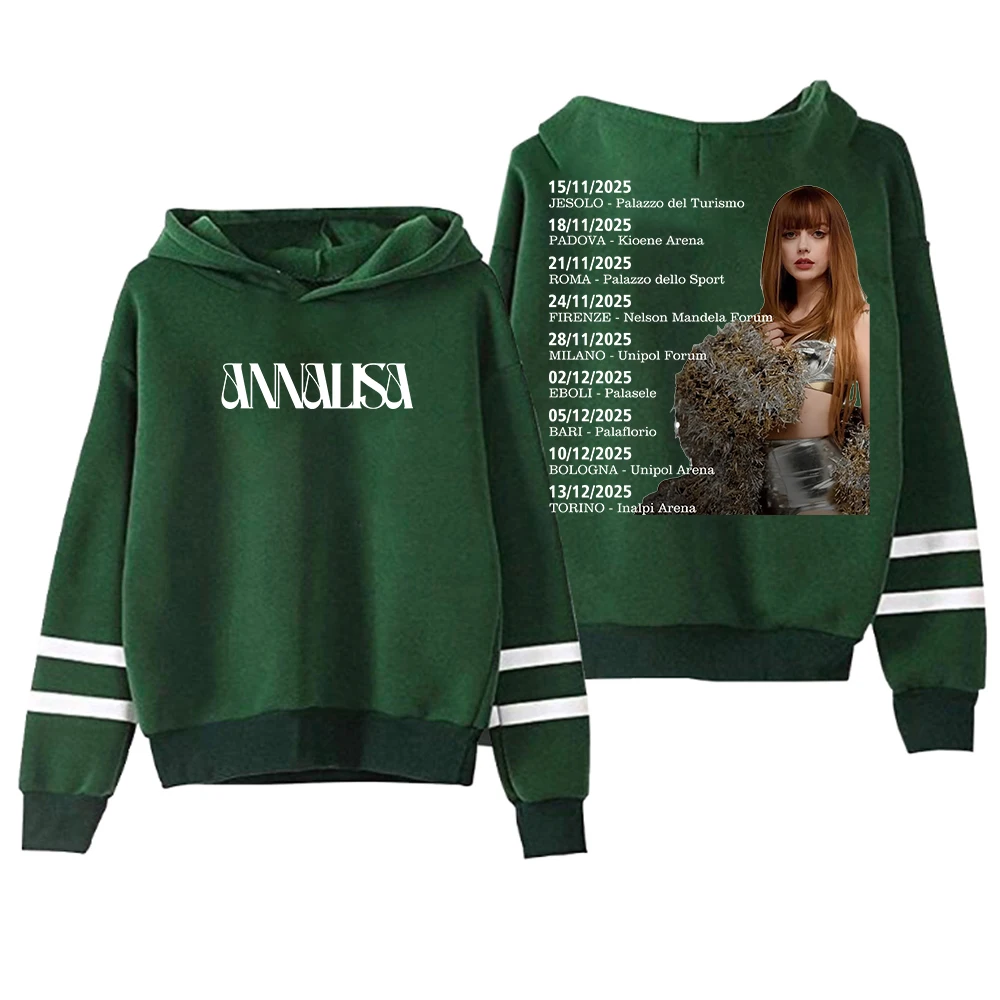 

Annalisa Tour Merch Толстовка унисекс с карманами и рукавами с параллельными перекладинами, уличная одежда для мужчин и женщин, толстовки с капюшоном