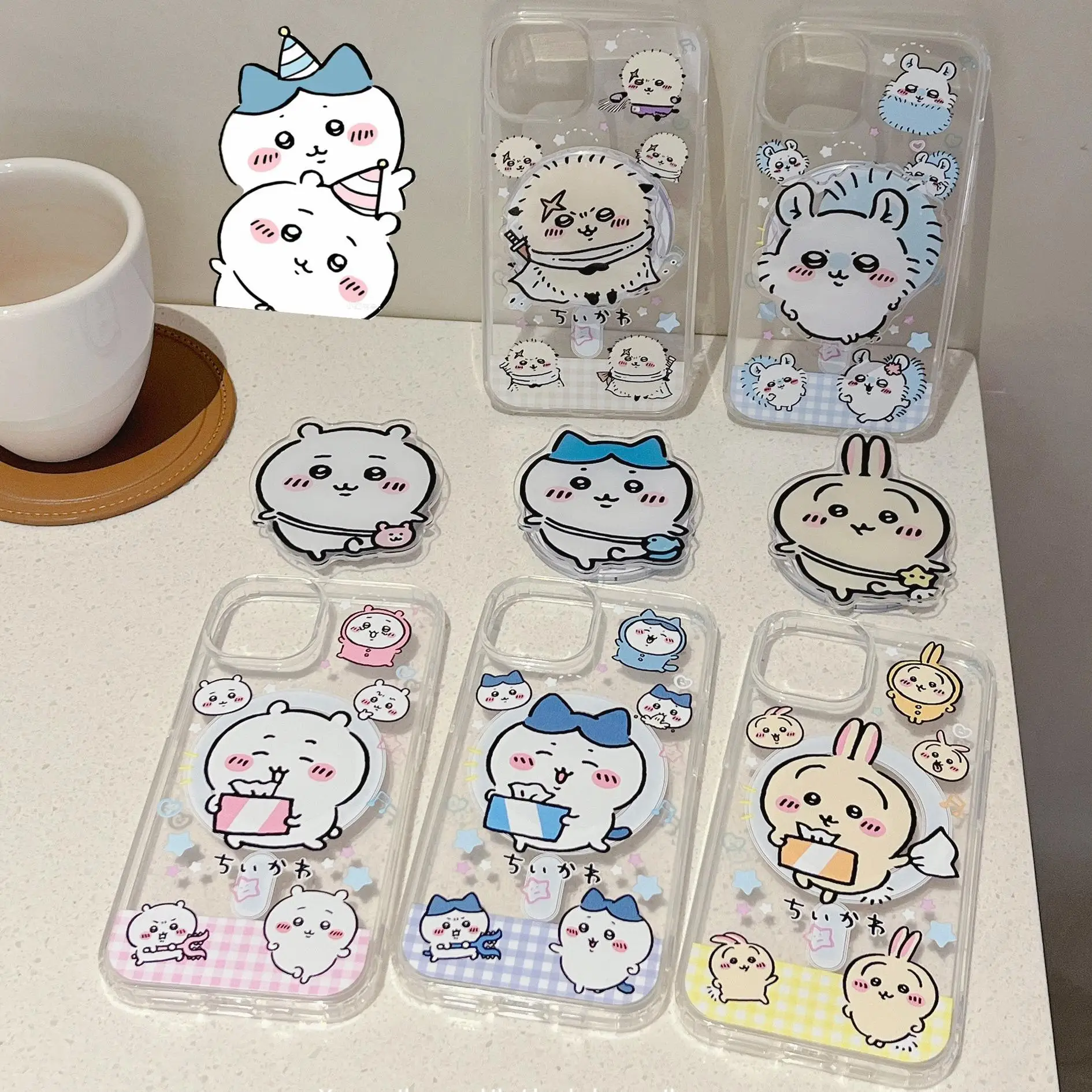 Cute Cartoon Anime Chiikawa Magnetic Holder Magsafe Wireless Charge Phone Case For iPhone 17 16 15 14 13 12 11 Pro Max Cover view 2
