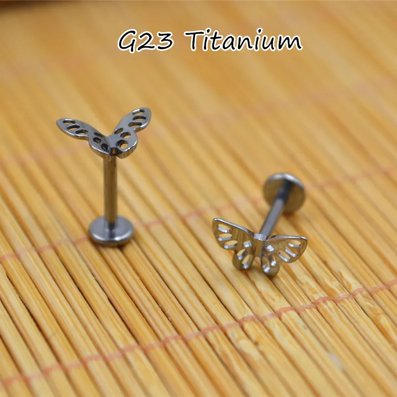 10pcs Body Jewelry 16G G23 Titanium Butterfly Lip Labret Bar Ear Helix Tragus Rook Barbells Stud Body Piercing Jewelry  New