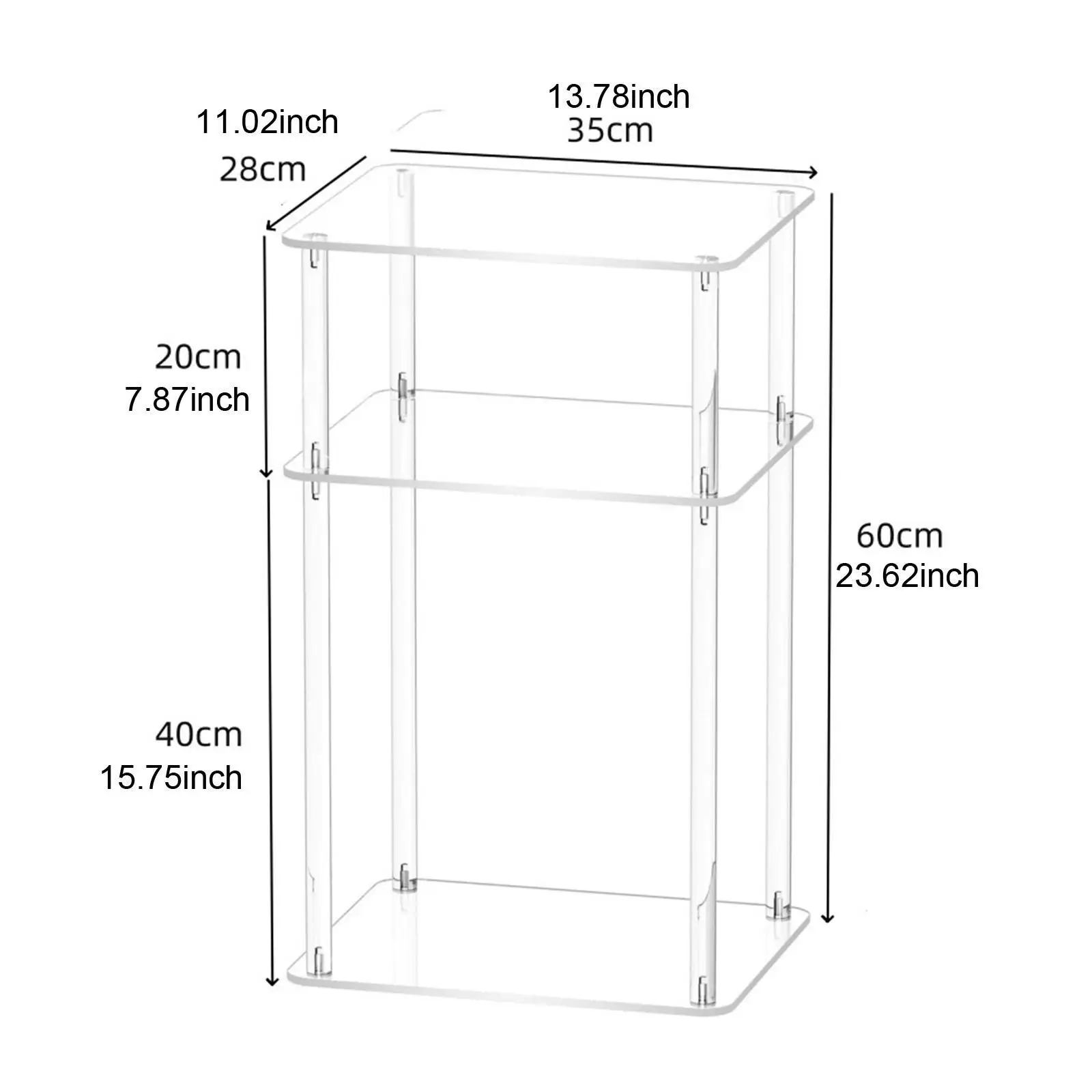 Acrylic Side Table 3 Tier End Table Storage Shelf Compact Acrylic Small Table Clear NightStand Table for Study Couch Balcony