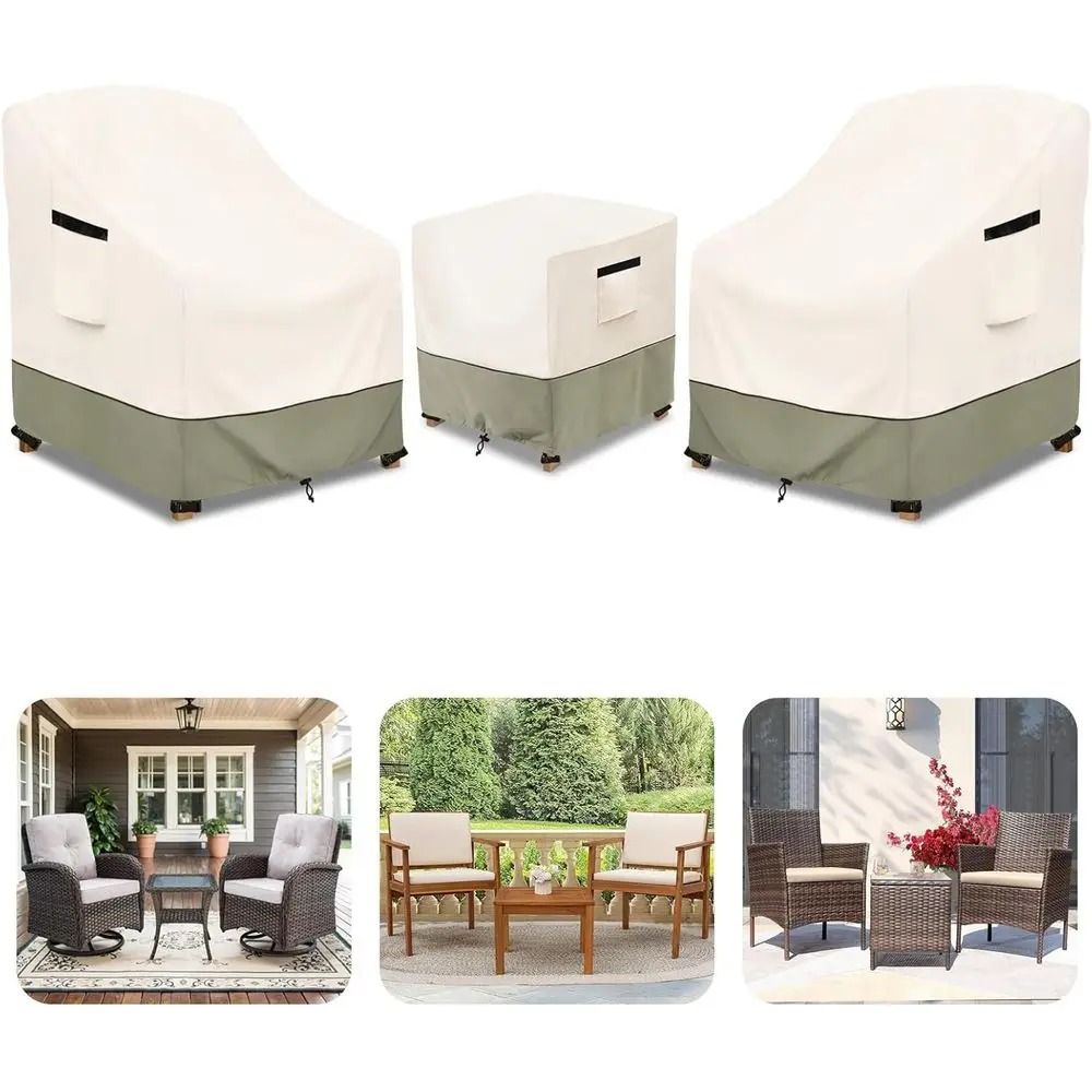 

Прочный чехол для садовой мебели из ткани 600D зеленого цвета для комплекта из 3 предметов: водонепроницаемый чехол для уличного бистро-стола и 2 стульев