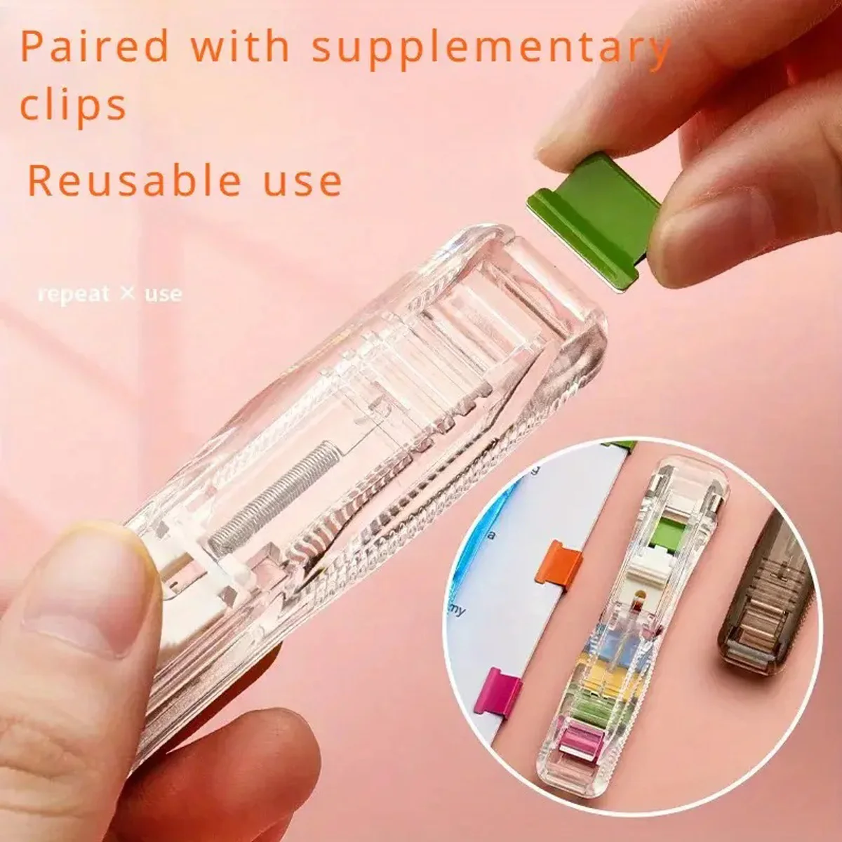 Agrafeuse à Clip avec 100 Clips de reliure, agrafeuse moderne, pince à épiler, pince à papier de bureau, 2 pièces