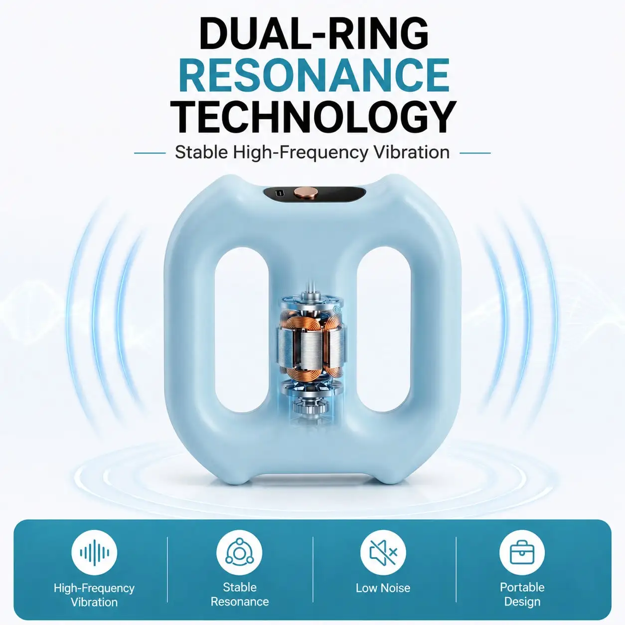 Electric Fascia Ring Massager – Double-Ring Body Shaping & Muscle Relaxation Tool With Adjustable Belt And Free Yoga Resistance Band | Home Exercise Equipment For Waist, Abdomen, Arms, Legs & Full Body Recovery, 8 Modes view 6