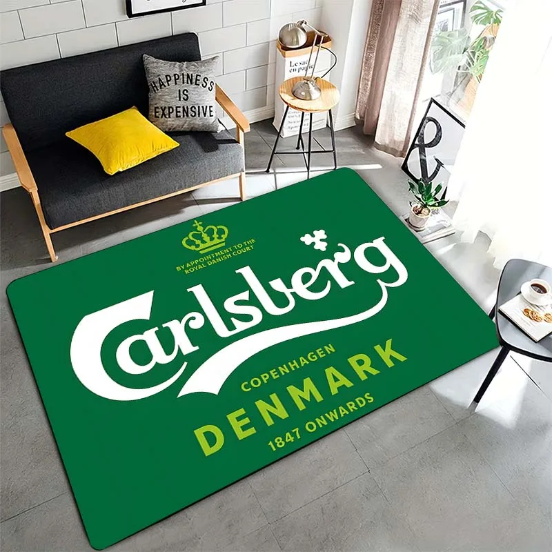 

15 Size Beer Pattern C-Carlsberg Carpet for Living Room, Bedroom,Kitchen, Bathroom,Foot Mat,Cloakroom Mats Home Carpet Rug Decor