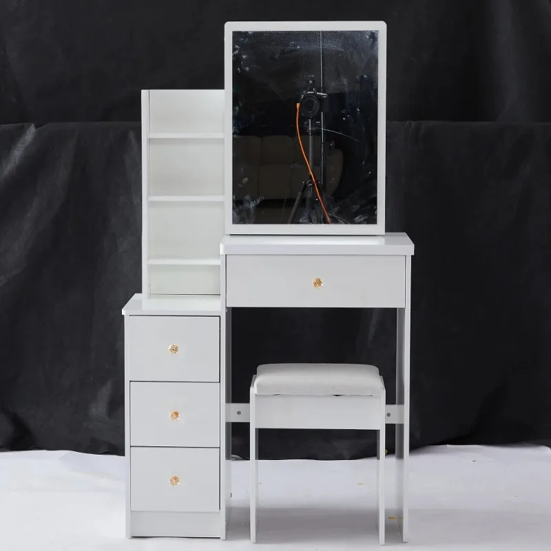 Tocador, cajones para vestidor, silla de pecho, inodoro, artículos de tocador de maquillaje, cómoda tocador para dormitorio, gabinete, estilo de pelo de plástico