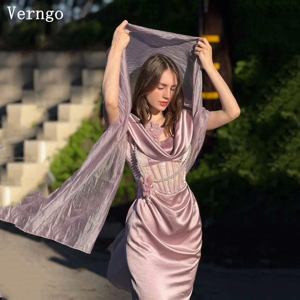 

Verngo Purple Satin Evening Dress O Neck Sleeveless Mermaid Bone Sexy Prom Gown Elegant Prom Party Dress Customized