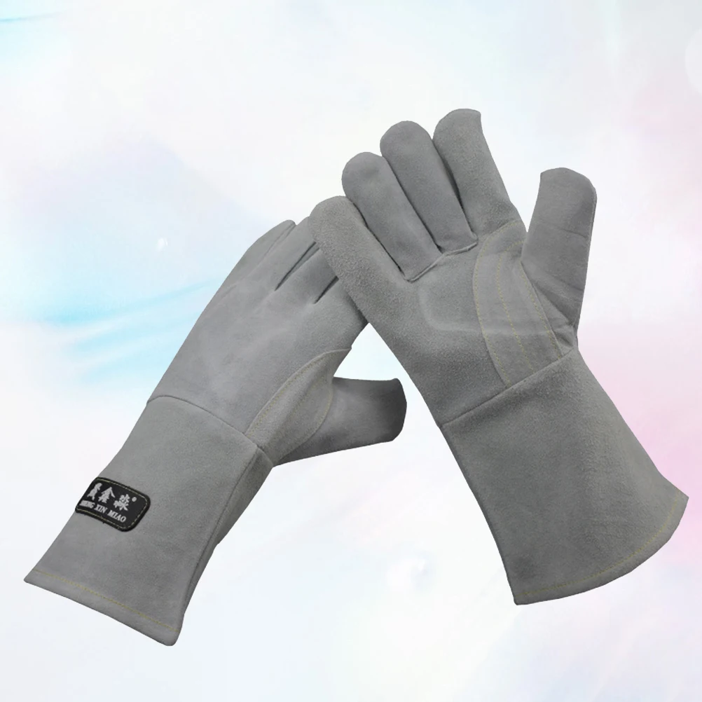 

Welding Gloves High Temp Resistance Long Sleeve Fireproof Durable Cowhide Protective Gloves for Cooking BBQ Camping
