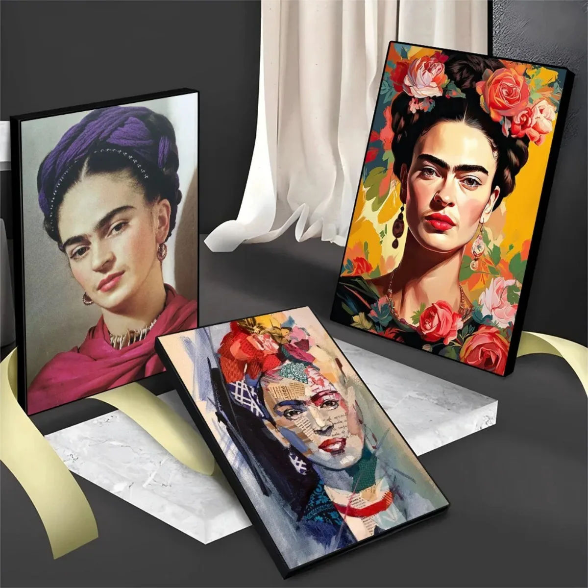 1Pc Frida Kahlo Poster Movie Sticky Canvas Posters Retro Kraft Paper Sticker  Room Bar Cafe Aesthetic Art Wall Painting