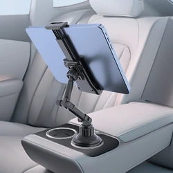 Car Cup Holder Tablet & Phone Mount With Heavy Duty Base - Adjustable Holder For 4-13