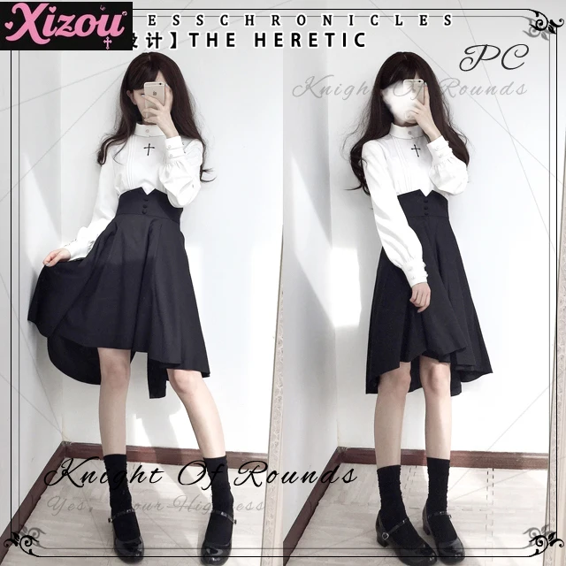 Diseño Original primavera otoño Retro británico gótico oscuro falda SK de cintura alta señoras negro delgado y pantorrilla falda Irregular para mujer