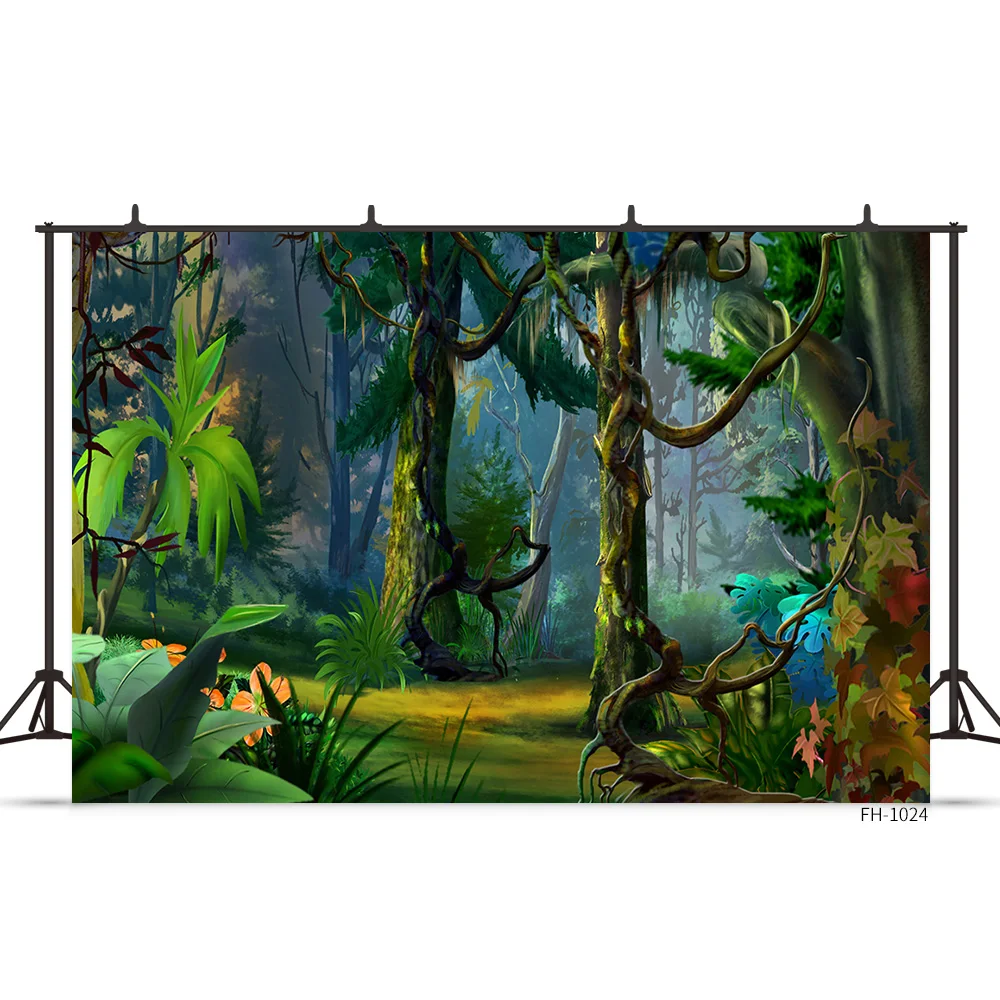 Dreamy Forest Background Wonderland Jungle Flowers Trees Baby Shower Birthday Party Fairy Girl Photo Studio Photography Backdrop