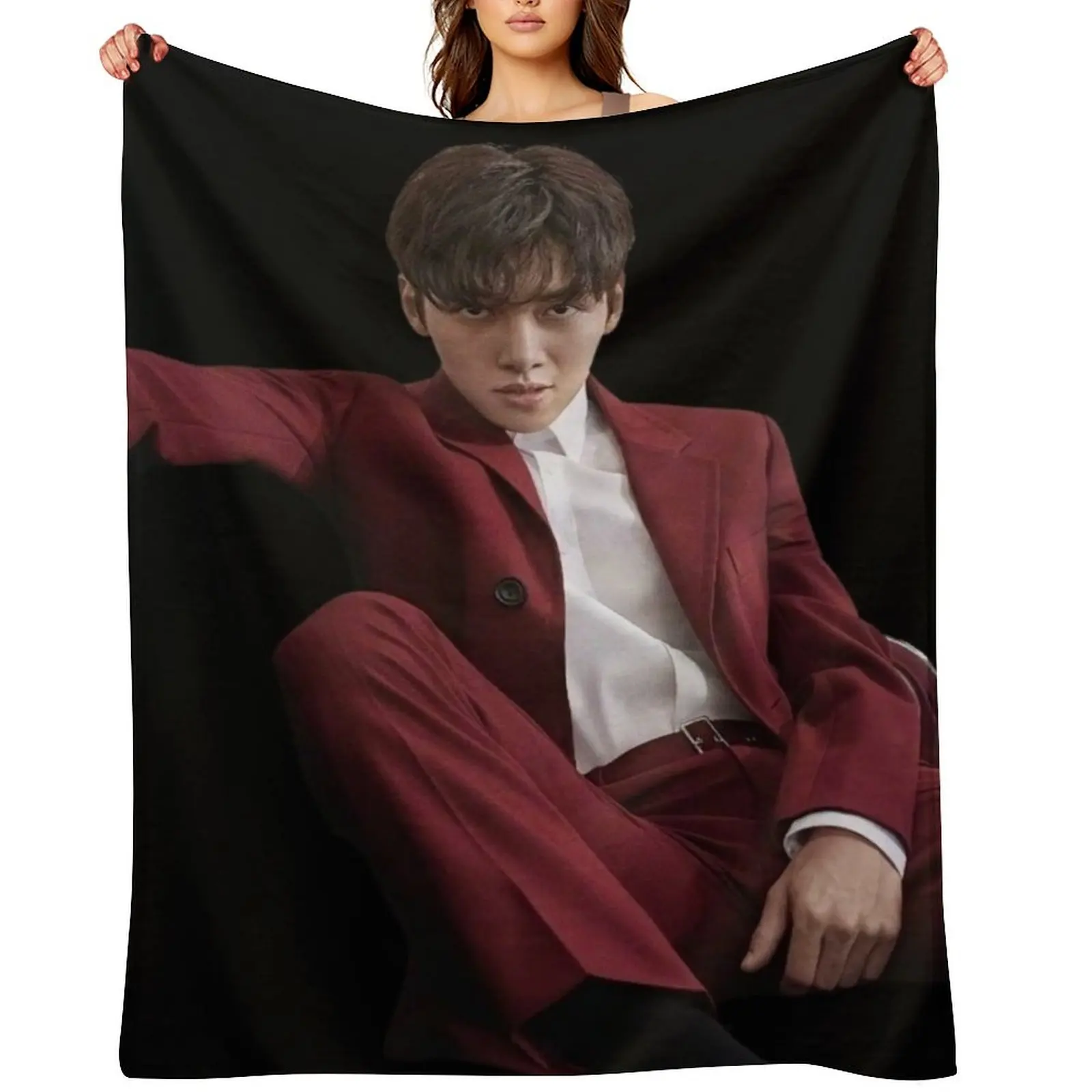 

Ji chang-wook Throw Blanket Single Plaid on the sofa Cute christmas decoration Blankets