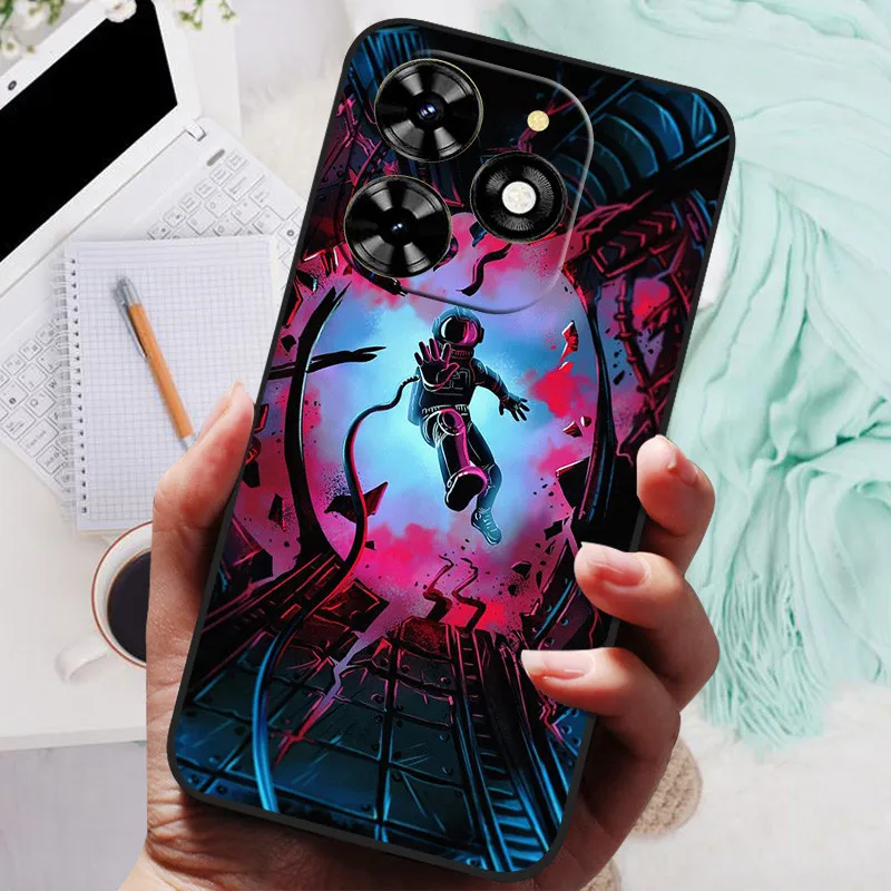 For Infinix Smart 8 Plus Case Black Silicone Bumper Wolf Lions Soft TPU Covers for Infinix Smart 8 HD Funda Coque Smart8 Plus