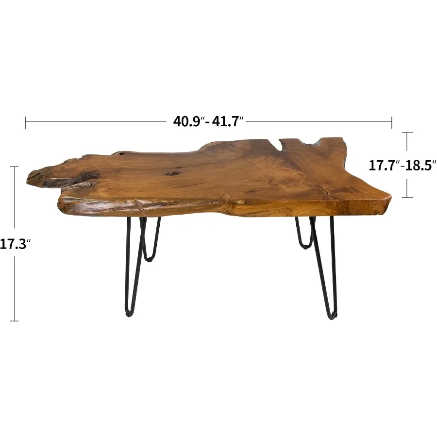 Live Edge Coffee Table for Living Room, Solid Walnut Wood Slab, Natural Brown Finish, One-of-a-Kind Rustic Design
