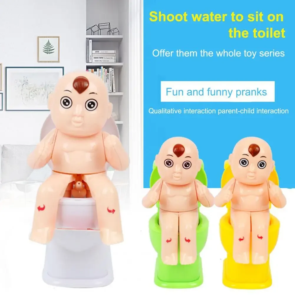 Brinquedos de água engraçados para crianças, Squirt Joke Toy, Xixi de banheiro, Menino dos desenhos animados, Brinquedo complicado, Novidade, Spray de água