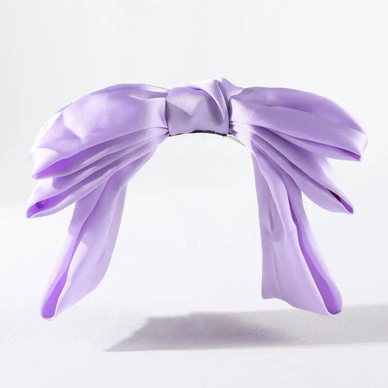 Neue große Satin-Haarspange, Haarschleifen für Mädchen und Frauen, einfarbig in Rosa, Schwarz, mehrlagige Haarspange, koreanische Mode-Haarspangen für Haar-Accessoires – Detail 4