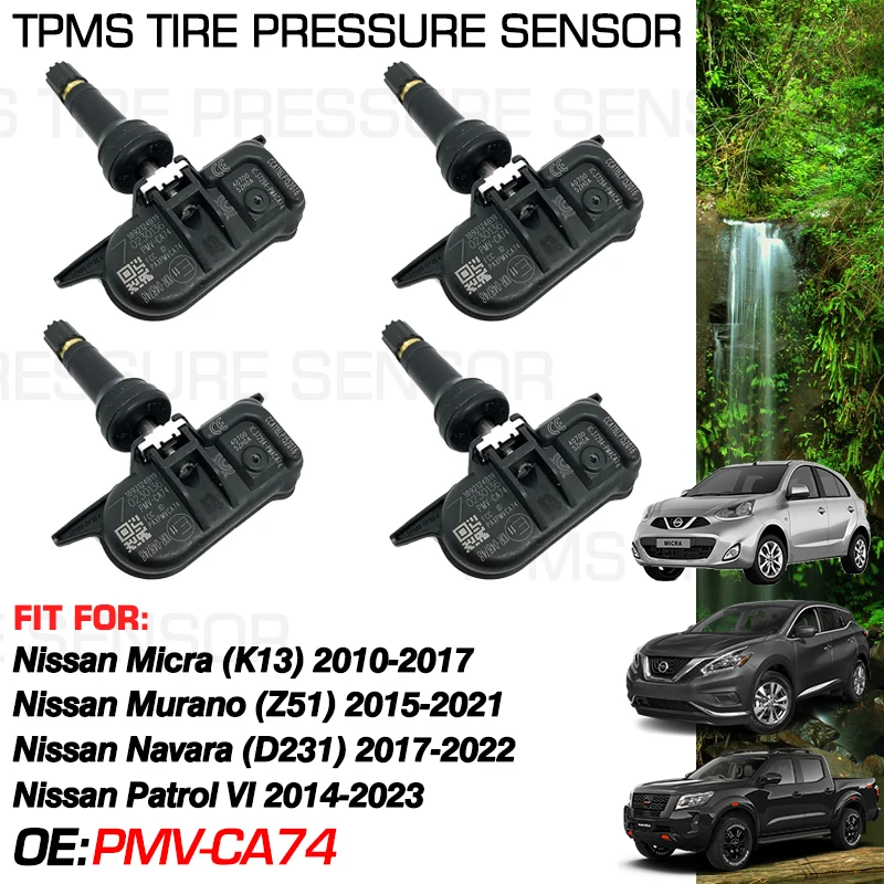 

433MHz Tire Pressure Monitor For Nissan Micra K13 2010-2017 Murano Z51 2015-2021 Navara D231 2017-2022 Patrol 2014-2023 PMV-CA74