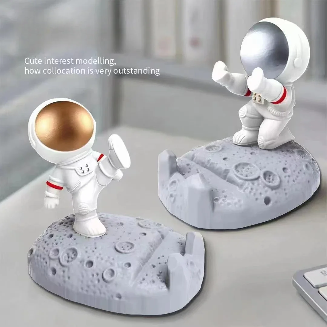 Office Desk Decoration Nordic Style Astronauts Mobile Phone Stand Holder Ornaments Resin Spaceman Bracket Toys Boyfriend Gift