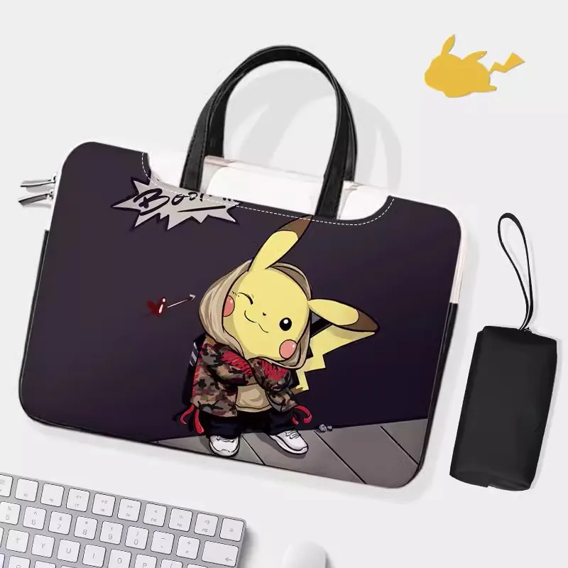 Pokemon Laptop Bag Protective Case Pikachu Gaming Laptop Sleeve Portable Tote Bag Cute Multifunctional Storage Bag Office Gift