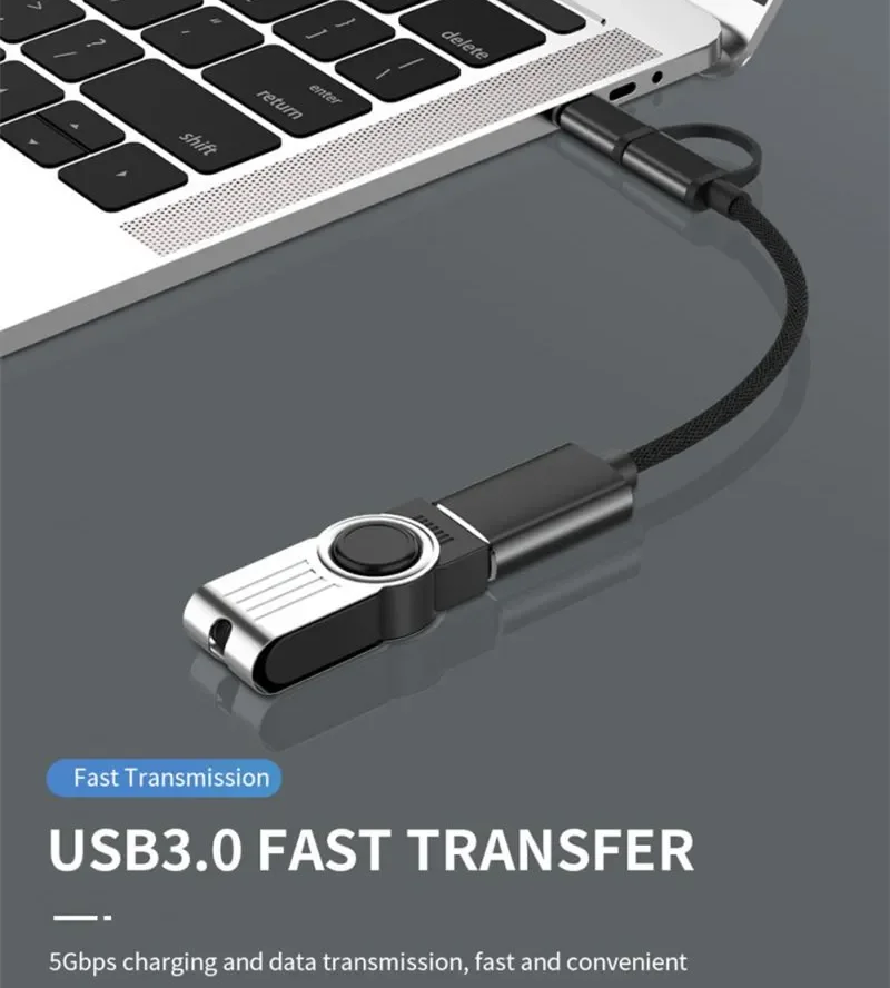 2-in-1 Micro USB USB C to USB3.0 OTG Cable Adapter New Condition Type C Male USB Female Converter MacBook Pro Charging Function image 2