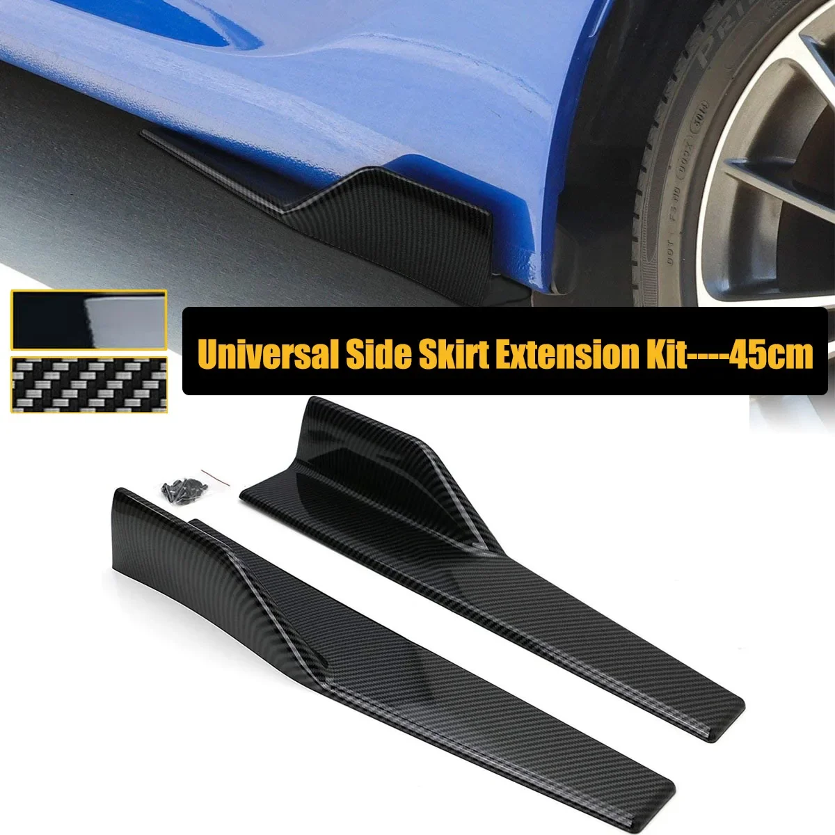 

45cm Universal Rear Side Skirt Winglet Diffuser Body Kit Apron For Ford Mustang GT Shelby GT500 2000-2022 Car Accessories