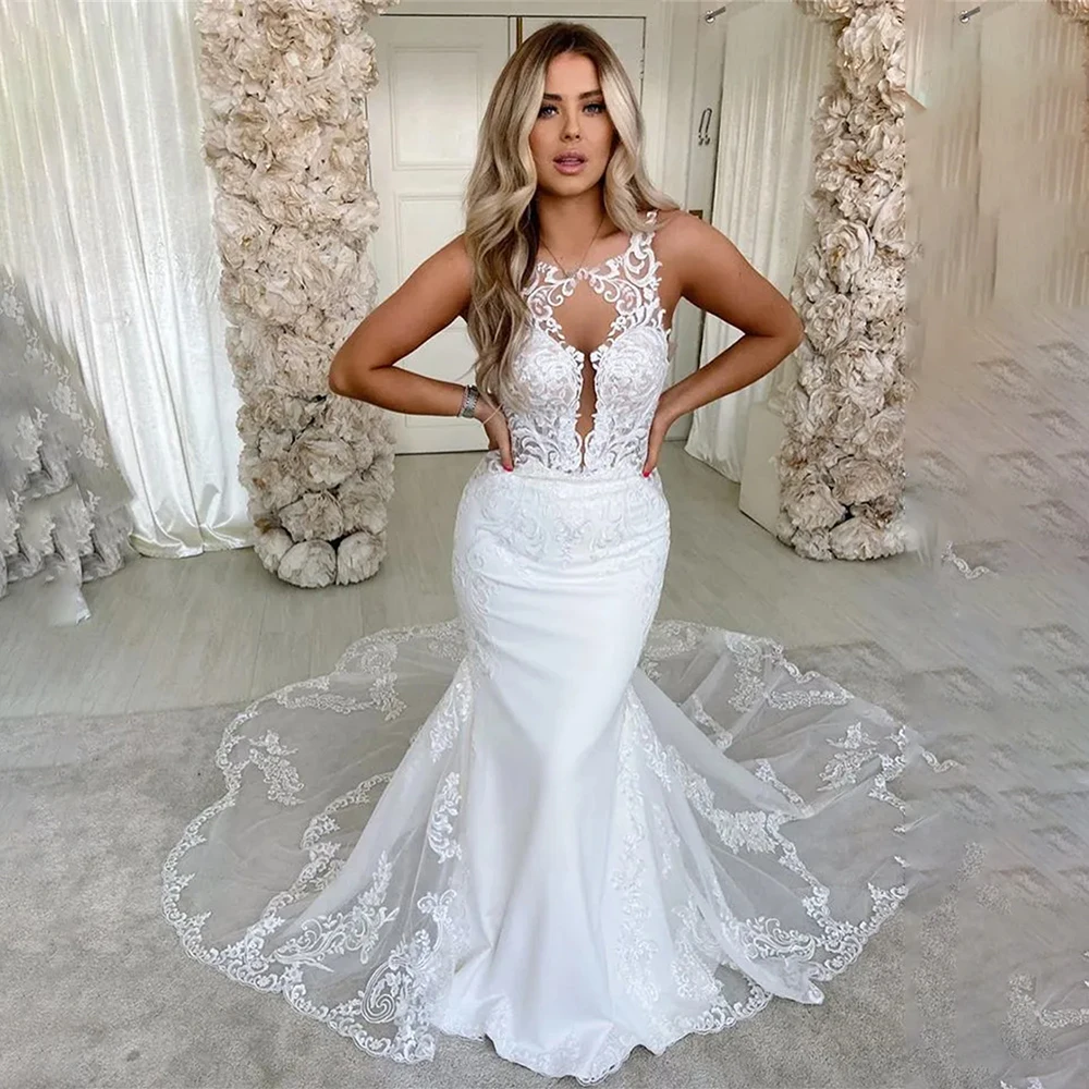 

Elegant Round Neck Wedding Dress 2026 Bride Gowns Lace Appliques Bride Dress Formal Wedding Dresses Bridal Gowns for Wedding
