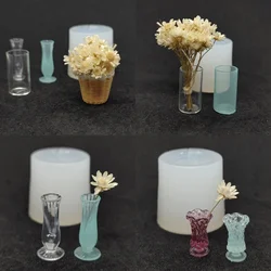 Silicone Dollhouse Miniature Flower Vase Mold DIY Mini Doll House Home Decoration Pretend Play Ornament Epoxy Resin Caste Mould