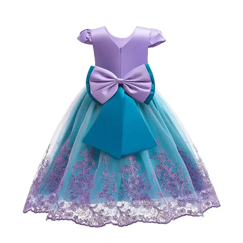 Cossky-fantasia cosplay Ariel menina, vestido de princesa para crianças, fantasia de sereia infantil, vestido de festa tule para concurso e carnaval