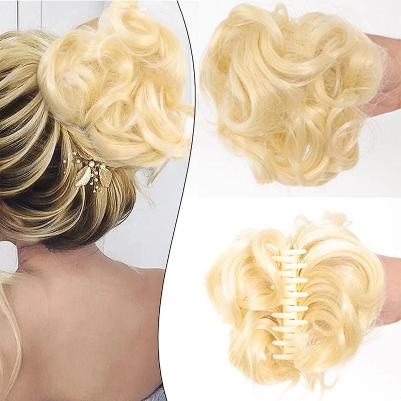 

Synthetic Curly Chignon Hair extension Women Hair Bun with Claw Clip Heat Resistant Updo Cover Hairpiece Extensions Accessories