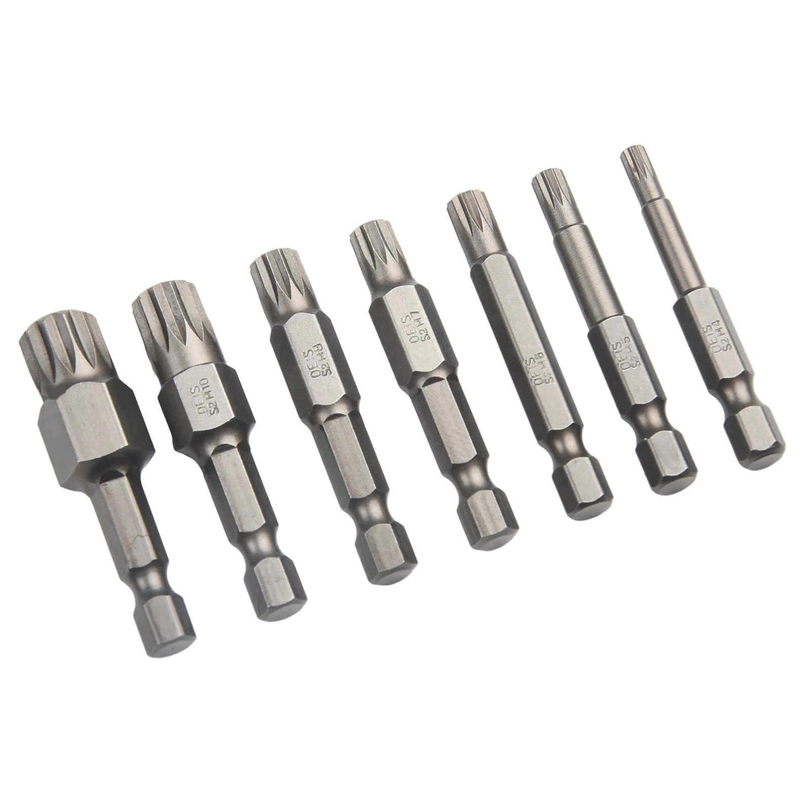 7pcs/Set 50mm 12 Point Torx Screwdriver Bit Hex Shank Magnetic Electric Manual Screwdriver Drill Bit Tool M5 M6 M7 M8 M10 M1 2